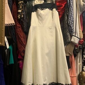 White House Black Market Ivory Dress with Black Lace